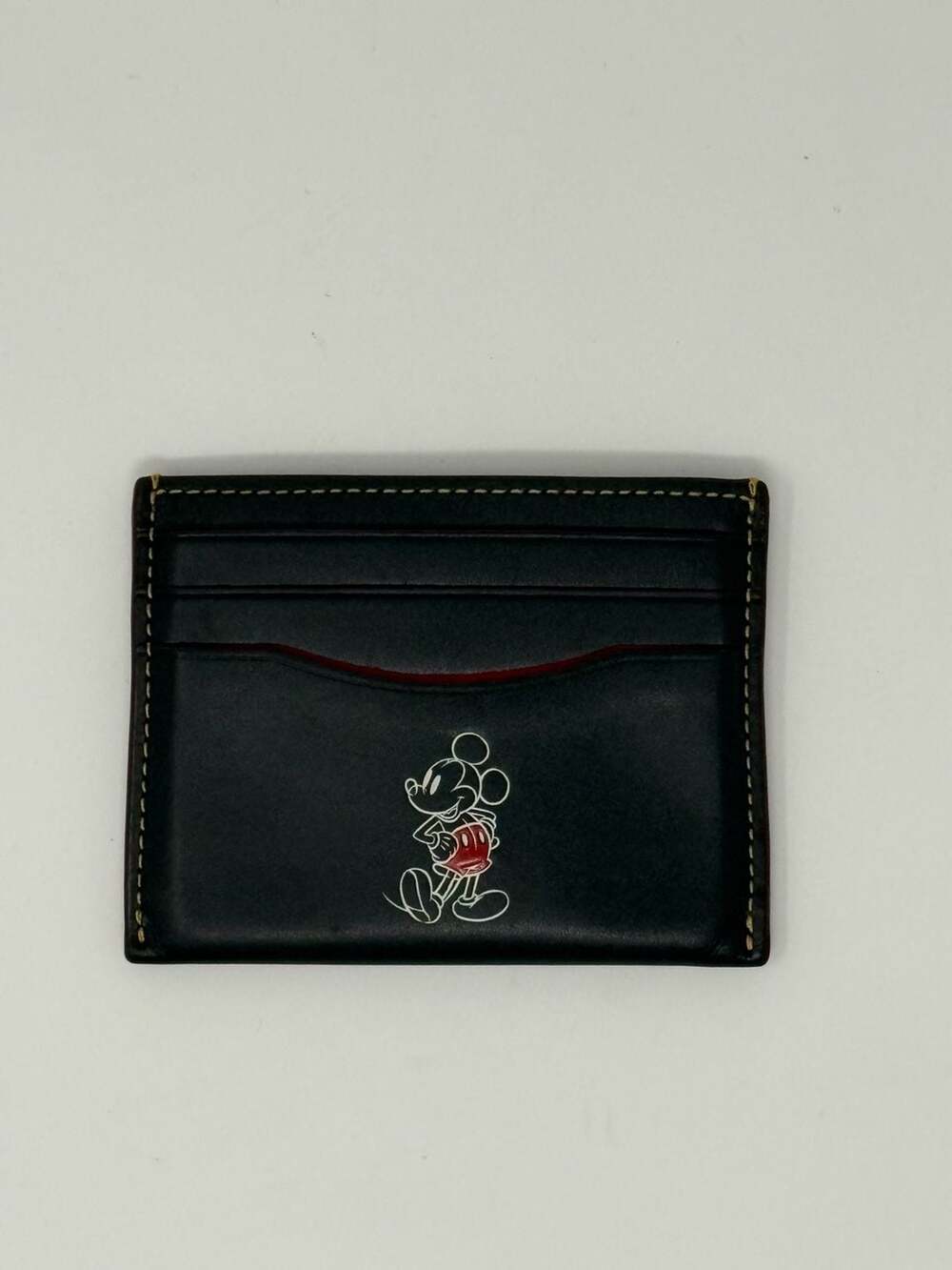 Coach x Disney Mickey Mouse Slim Card Case in Black Leather